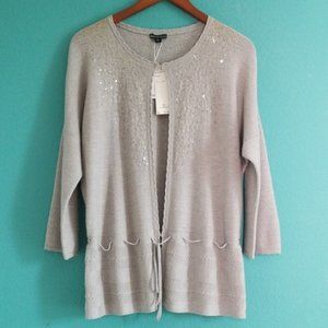 {Lafayette 148} Grey Knit Sequins Cardigan Sweater